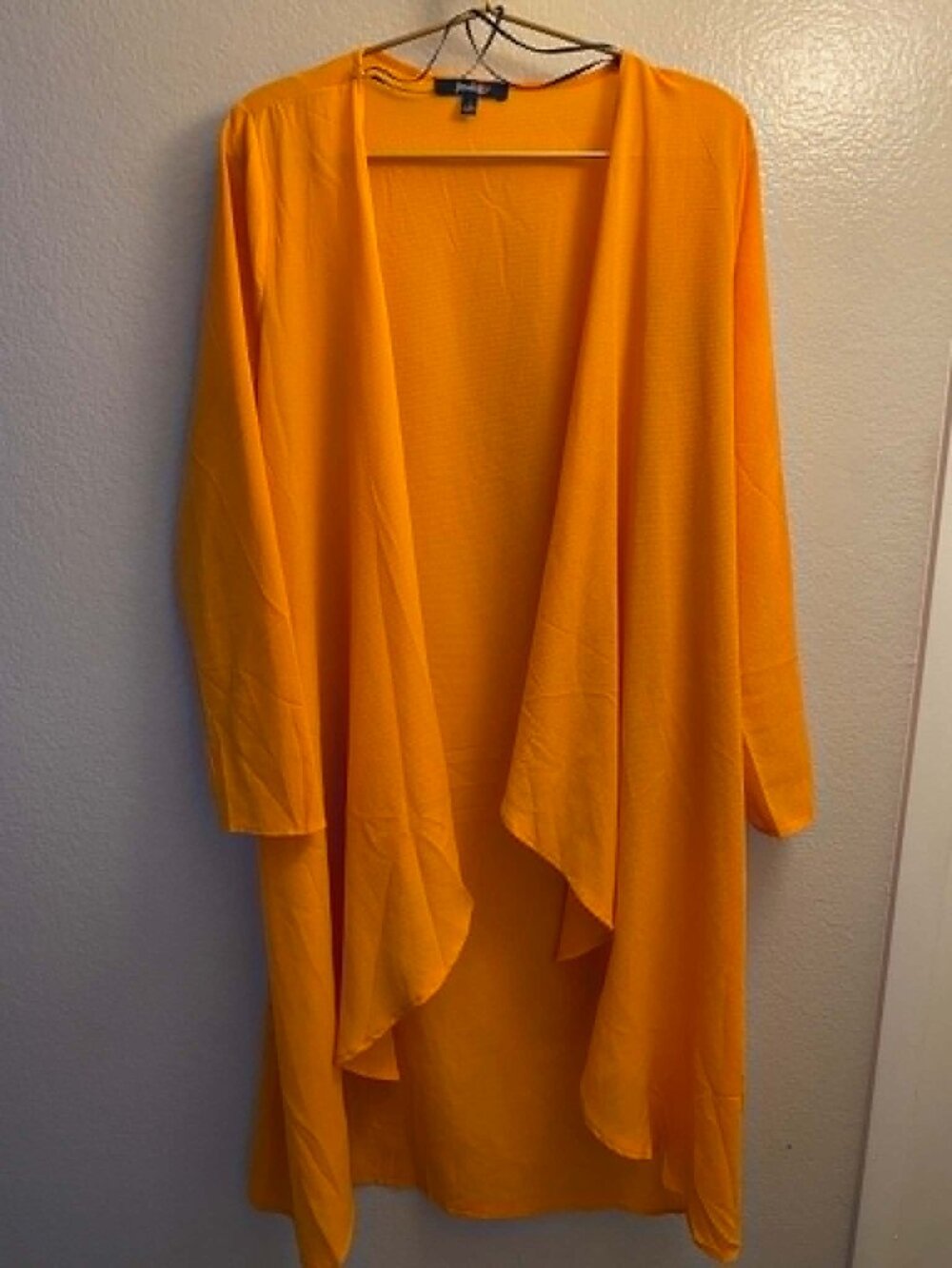Women's Mustard Yellow Open Front Long Cardigan Duster Size S